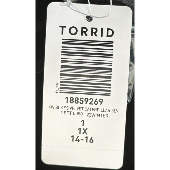 Torrid Womens Shirt Velvet Short Ruched Sleeves Top 18859266 Black Size 1 NWT - Picture 10 of 14